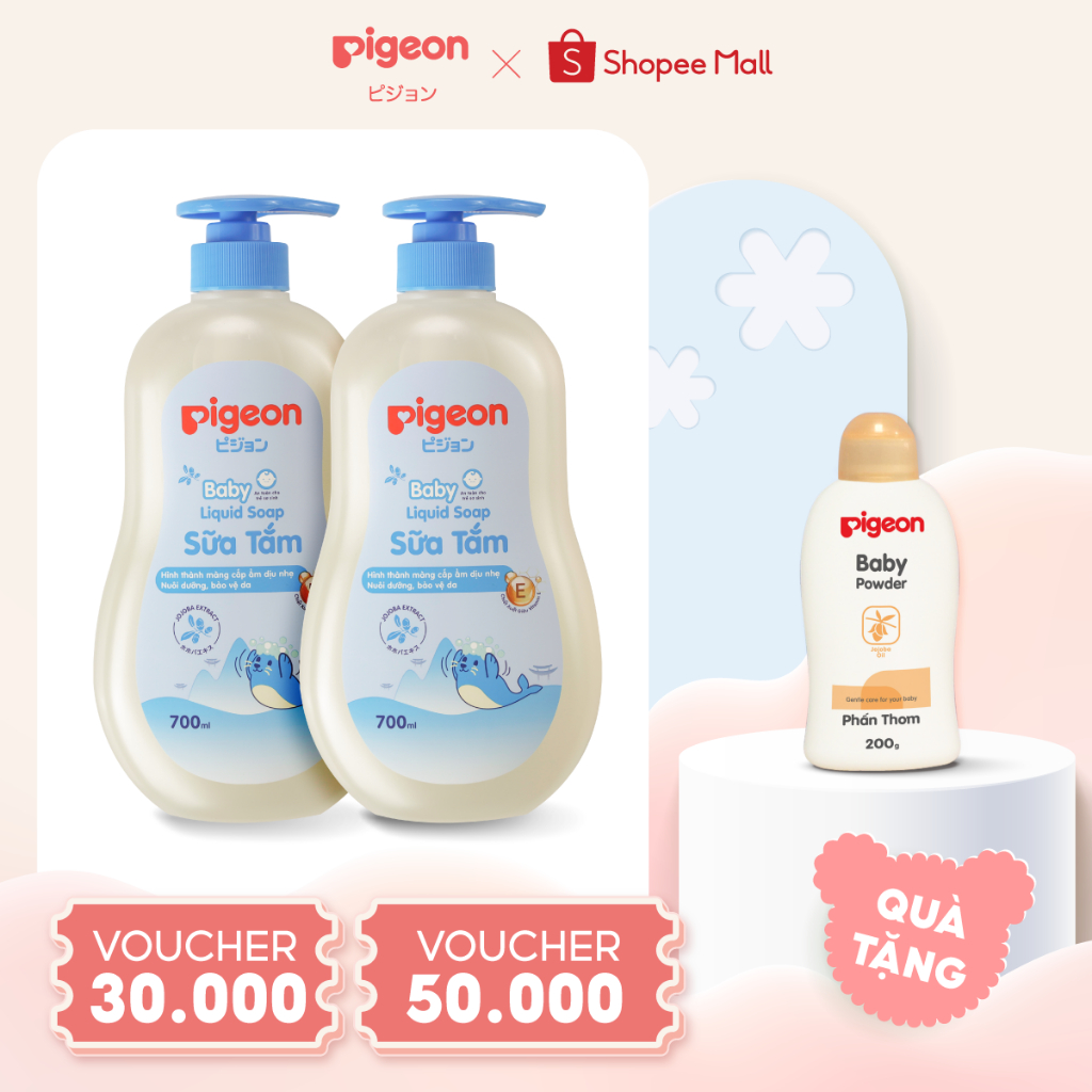 Combo 2 Chai Tắm/Gội Pigeon 700ml