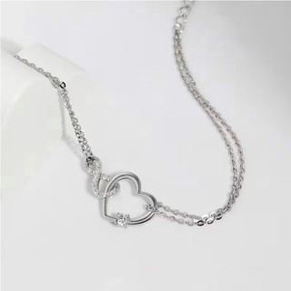 Lắc tay bạc nữ trái tim vô cực đính đá Lii.A Silver