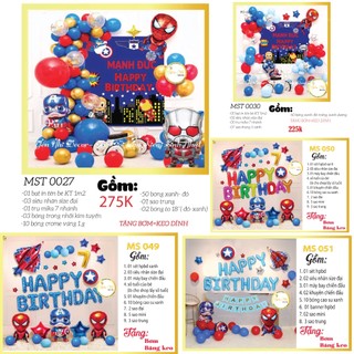 Set trang trí sinh nhật  cho bé trai, sét bóng sinh nhật chủ đề siêu nhân đẹp rẻ, YẾN NHI SHOP