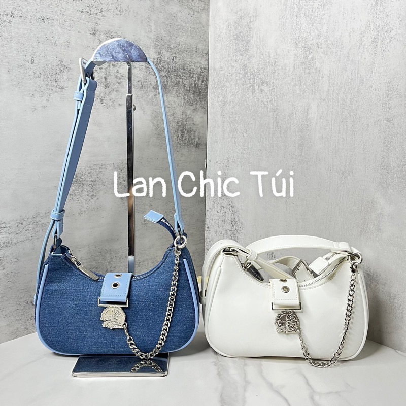 Túi xách nư C N K chất Jean kèm Charm móc xích