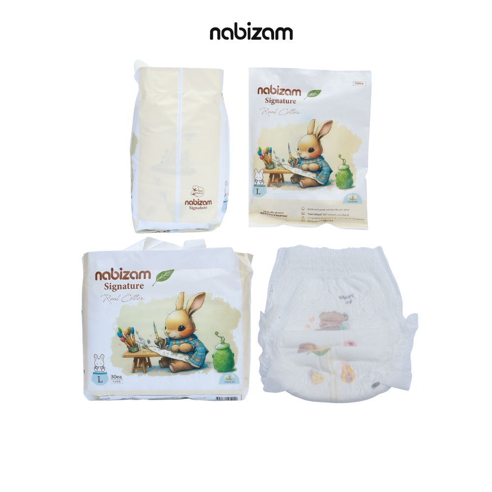 Combo 2 Bịch Tã/Bỉm Đêm NABIZAM Signature Nội Địa Hàn, Mềm Mại, Siêu Thấm Hút Size L30/XL26/2XL22/3XL20 Cho Bé 8-25kg