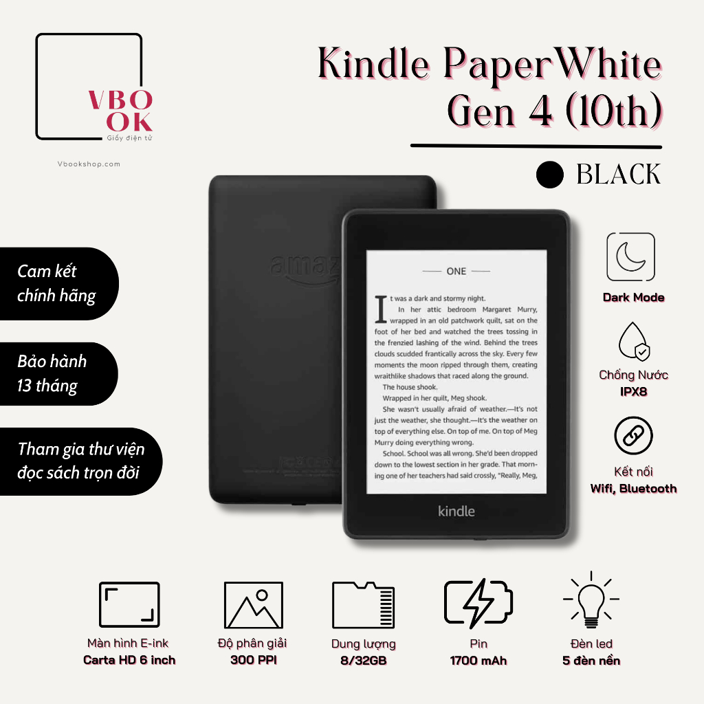 Máy đọc sách Kindle Paperwhite Gen 4 - 10th chính hãng