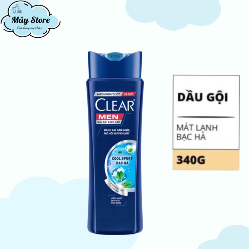 Dầu Gội Đầu Clear Men Cool Sport Bạc Hà 340G