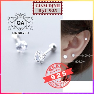 Khuyên tai bạc 925 nụ đá chốt bi vặn bông nam nữ tối giản S925 MINIMAL QA SILVER Earrings EA210211