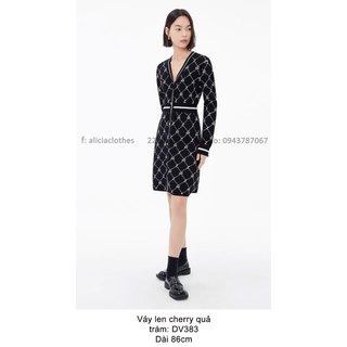Váy len Lily màu đen họa tiết quả trám dáng sexy quyền lực