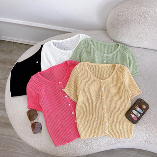 Áo len kẻ mongtogi cổ tròn , dáng basic