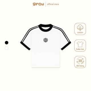 Áo thun baby tee grau cotton unisex logo cao su