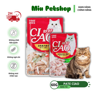Pate CIAO cho mèo đủ vị- pate dạng túi 60gr tiện lợi cho mèo ăn ngon khỏe mạnh nhiều vị thay đổi linh hoạt