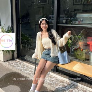 Set Len Đan, Áo Khoác Ngoài Tay Dài Dáng Rộng From Crt Phối Áo Quây  Siêu Xinh Hàng Qccc Bé Tiu