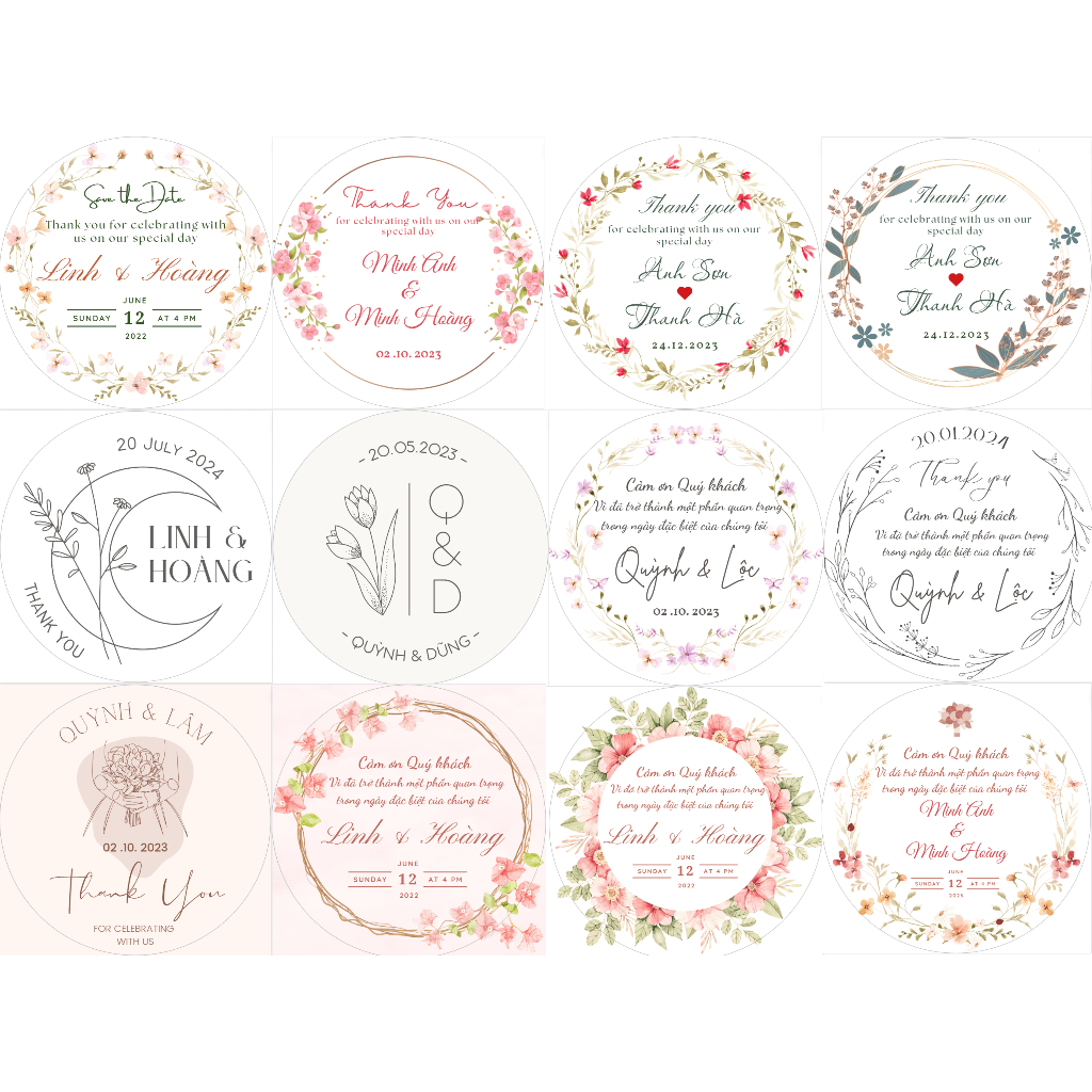 Set 150 sticker tem dán thiết kế - LIÊN HỆ CHỌN MẪU - UNIQUE FRAGRANCE