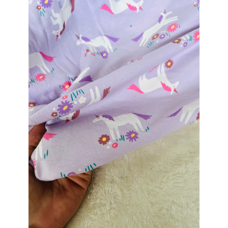 Vải cotton 2c hình ngựa pony nền tím nhạt