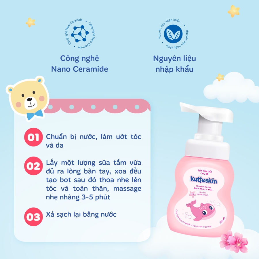 Sữa tắm gội cho bé Kutieskin 200ml