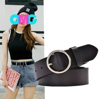 Dây nịt thắt lưng da khóa tròn mạ vàng basic cấ tính Ulzzang