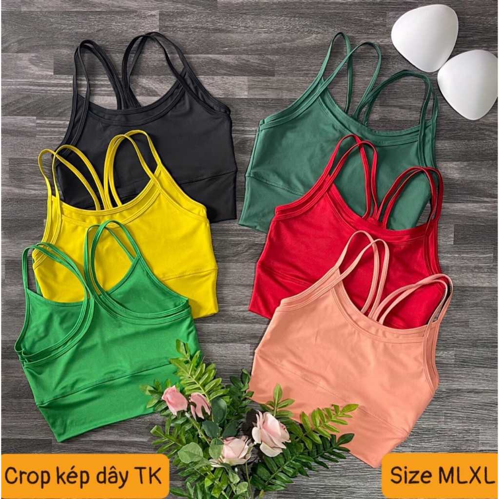Áo bra tập dây kép hai lớp thiết kế form croptop- Áo Bra tập Gym/Yoga nữ