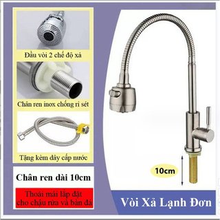[Tặng dây cấp]Vòi rửa chén bát xả lạnh Richtree chất liệu inox 304, thân xoay 360 độ, đầu vòi xả nước chống bắn tóe