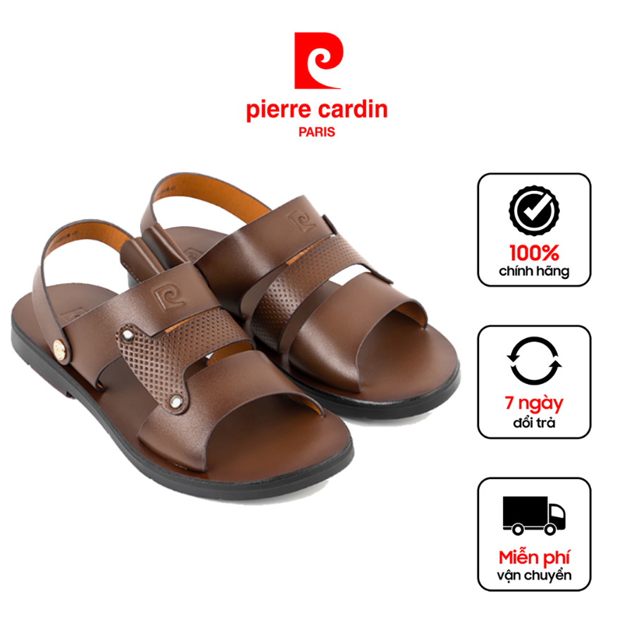Sandal nam da Pierre Cardin cao cấp màu nâu - PCMFWLG 148