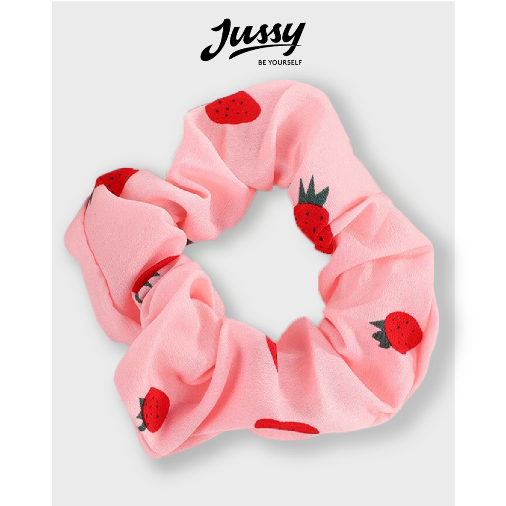 Buộc Tóc Scrunchies Dâu Tây Jussy Official Dây Buộc Vải Voan Hàn Quốc Xinh Xắn, Buộc Tóc Vải Nhiều Mẩu