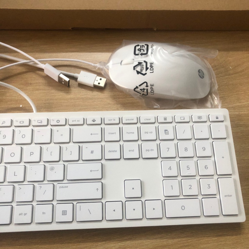 Bàn Phím Máy Tính Có Dây HP Slim Màu Trắng Tặng Kèm Chuột Bảo Hành 6 Tháng