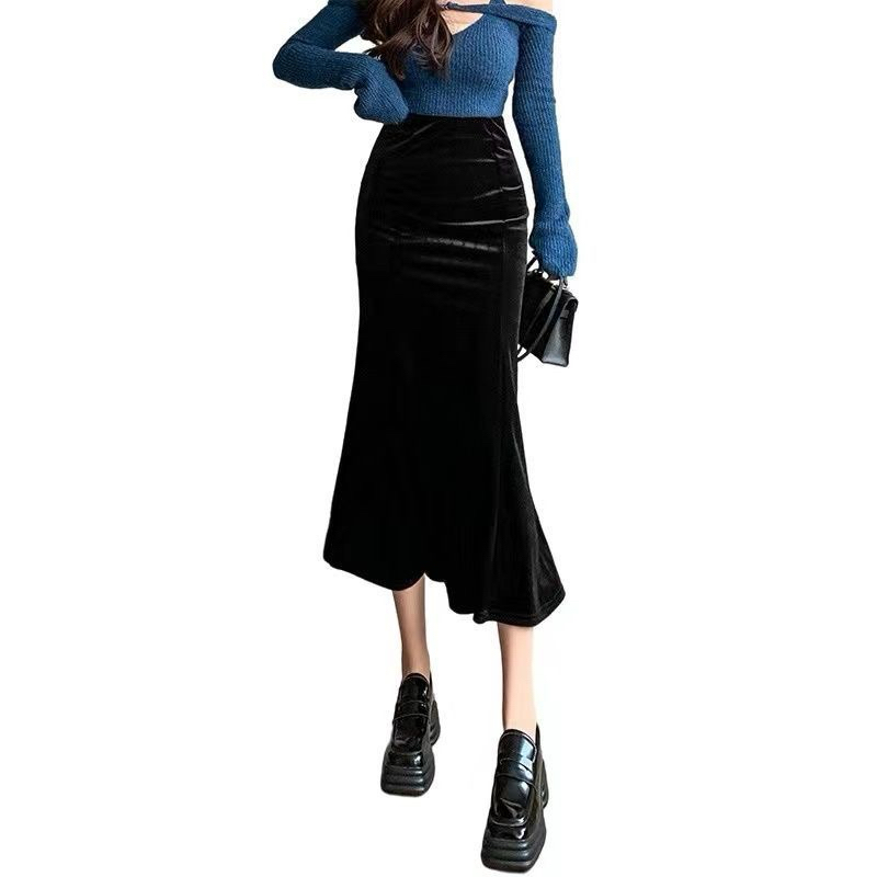 Chân váy nhung đuôi cá chất đẹp L1