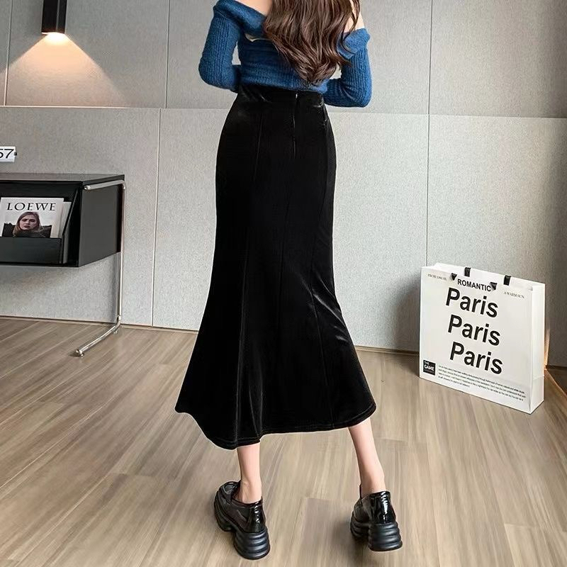 Chân váy nhung đuôi cá chất đẹp L1