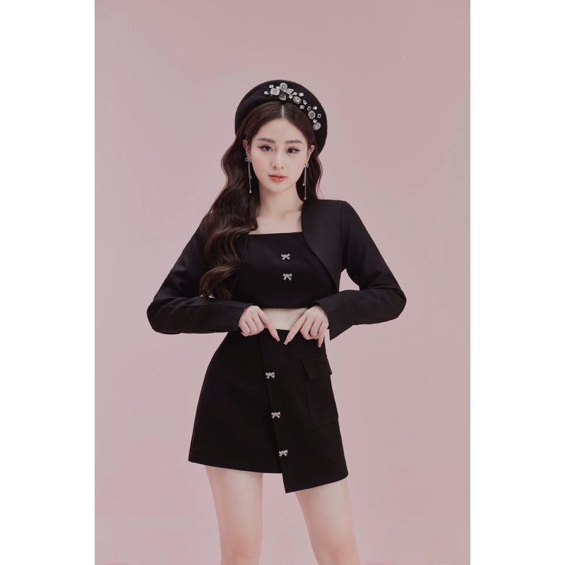 KIERA SET áo chân váy đính charm nơ đá kèm blazer | The First - Pre Fall 2023 The Unnie Collection