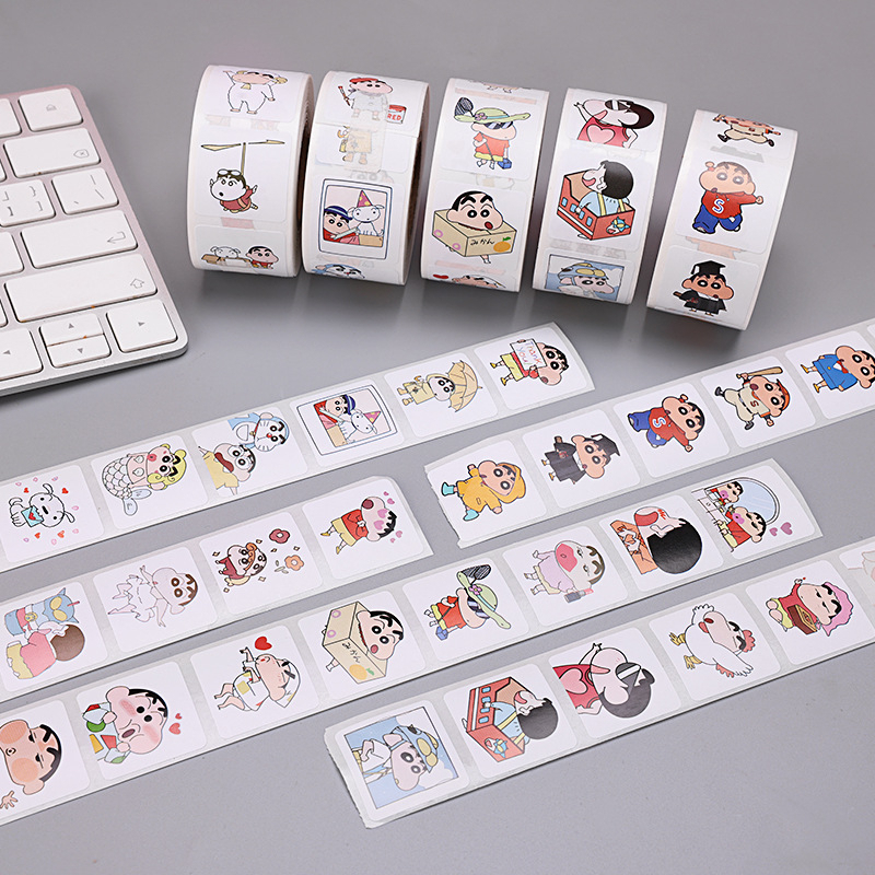 Cuộn 500 sticker, nhãn dán tròn thank you hình hoạt hình
