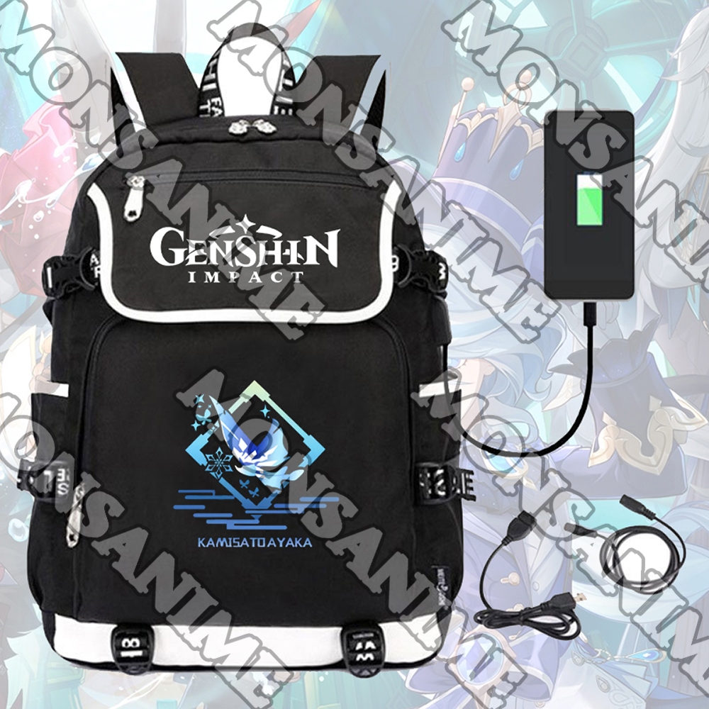 Balo nắp ngang in hình GENSHIN IMPACT ver KÝ HIỆU anime game chibi đi học cho nam nữ