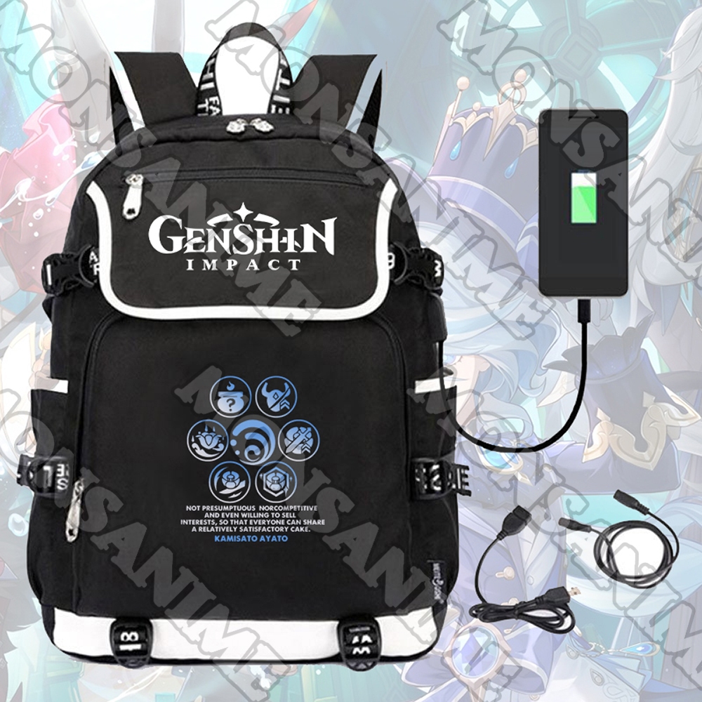 Balo nắp ngang in hình GENSHIN IMPACT ver KÝ HIỆU anime game chibi đi học cho nam nữ