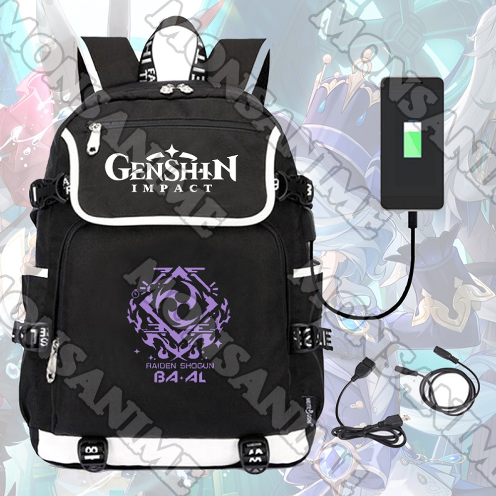 Balo nắp ngang in hình GENSHIN IMPACT ver KÝ HIỆU anime game chibi đi học cho nam nữ