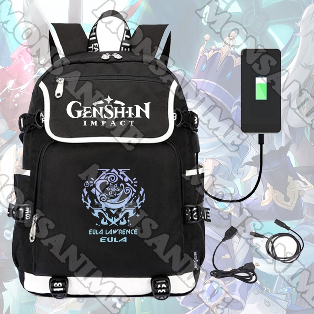 Balo nắp ngang in hình GENSHIN IMPACT ver KÝ HIỆU anime game chibi đi học cho nam nữ