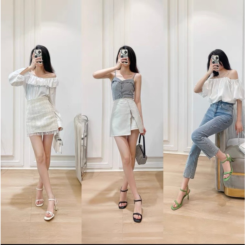 Giày sandal cao gót 7 phân , Dép nữ quai mảnh mã T35