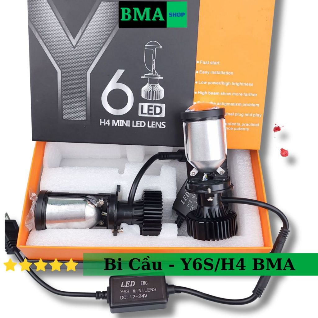 Đèn Pha Bi Cầu Y6S 40W/12.24V/DC Lắp Zin Cos Vàng Pha Trắng Chống Chói