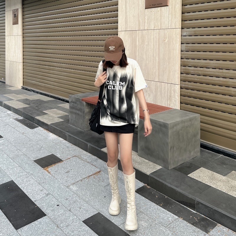 Áo Thun in Charm chữ Calem.Club - Áo phông tay lỡ form unisex brand Calem chính hãng