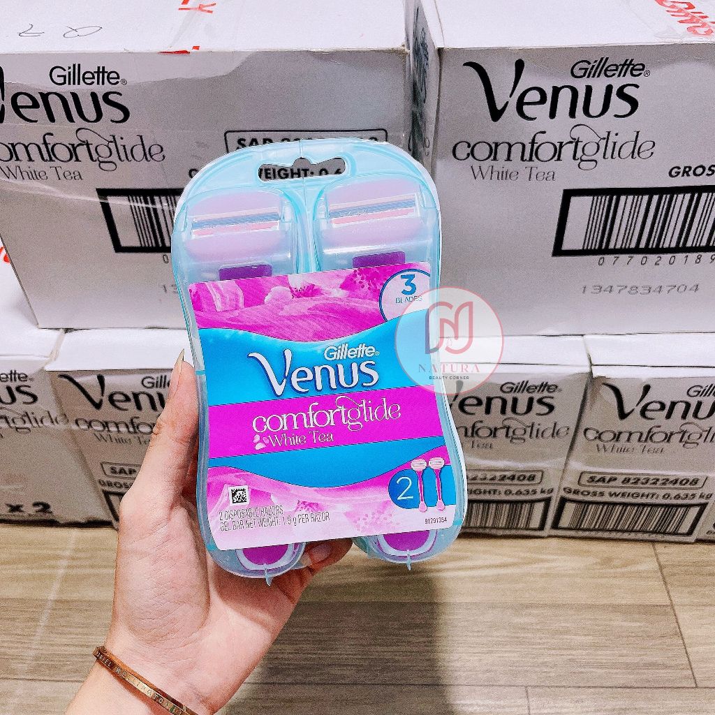 Set 2 dao cạo dành cho nữ có đầu bơ gillette Venus comfortglide white tea