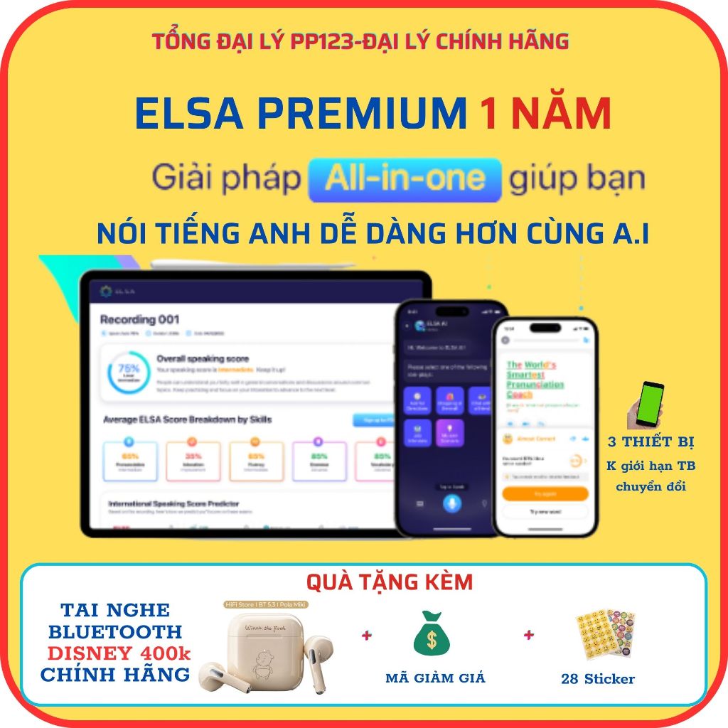 ELSA Premium Trọn bộ bao gồm ELSA Pro, ELSA AI và Speech Analyzer