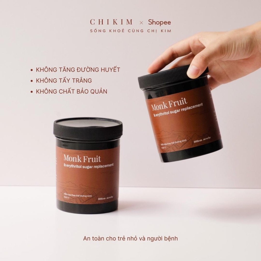 Đường La Hán quả Monk Fruit KHÔNG TẨY TRẮNG - Thay thế đường kính tỷ lệ 1:1 - CHIKIM.VN