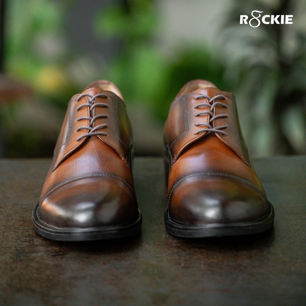 Giày tây nam da thật Santoni Derby Captoe Parisian Nâu- Da nappa nhập khẩu cao cấp - Giả da đền gấp 10 - SALO02NP