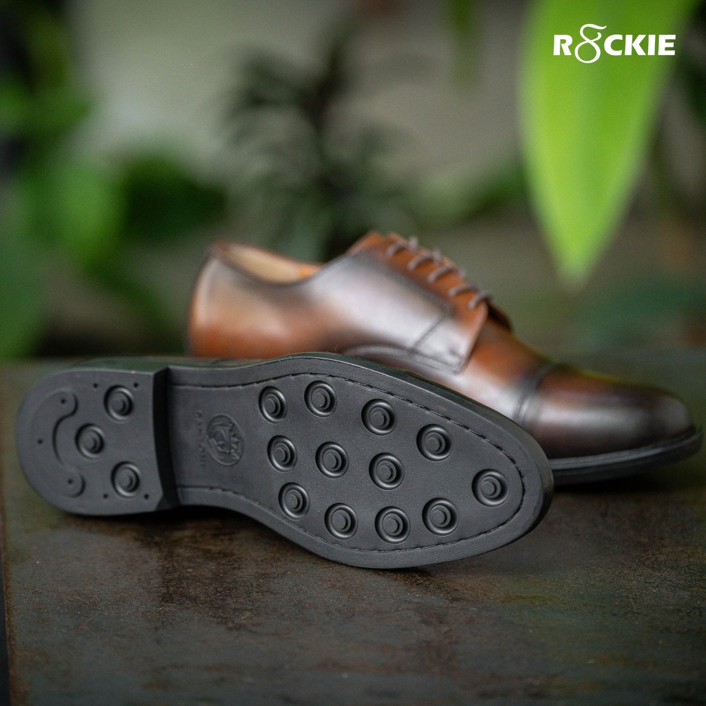 Giày tây nam da thật Santoni Derby Captoe Parisian Nâu- Da nappa nhập khẩu cao cấp - Giả da đền gấp 10 - SALO02NP