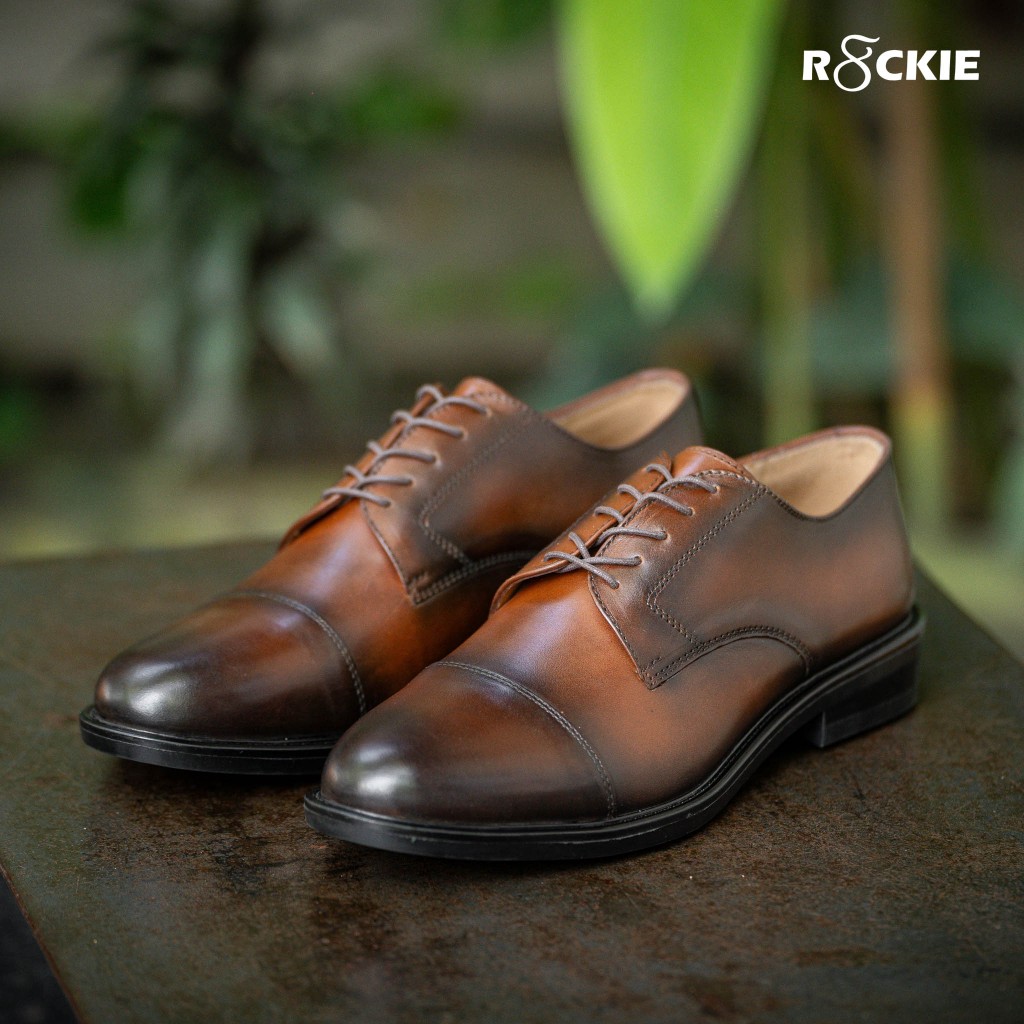 Giày tây nam da thật Santoni Derby Captoe Parisian Nâu- Da nappa nhập khẩu cao cấp - Giả da đền gấp 10 - SALO02NP