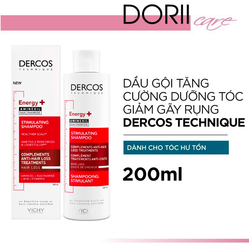 Vichy Dầu Gội Ngăn Ngừa Rụng Tóc Dercos Energy+ Aminexil Niacinamide Shampoo Hairloss 200ML