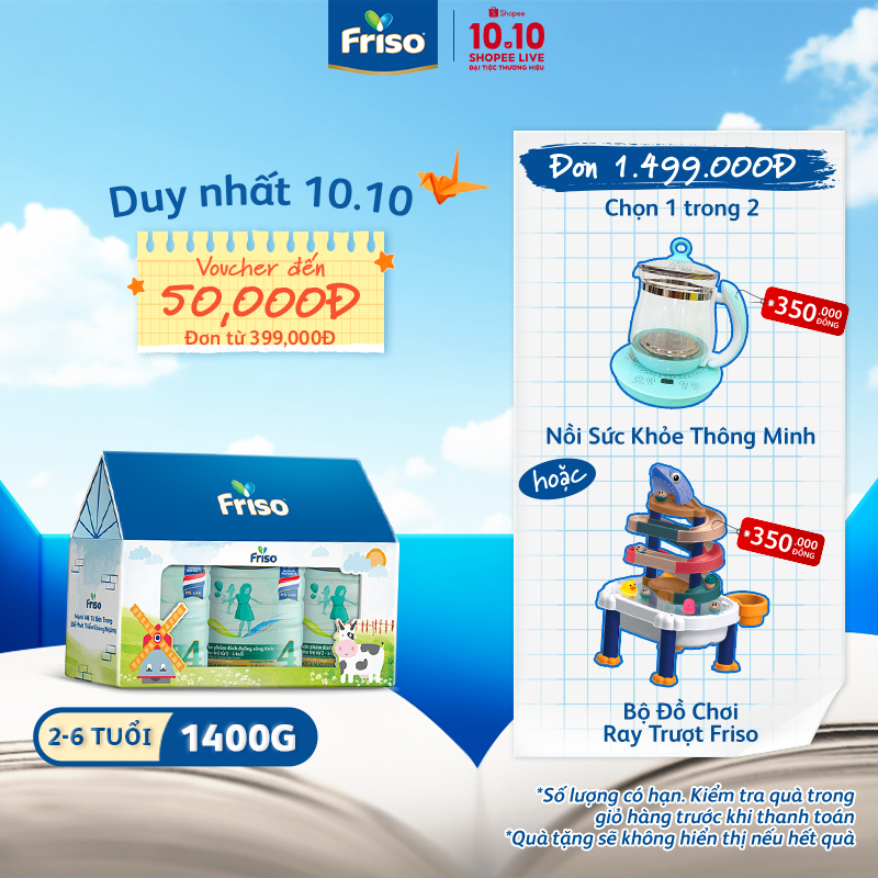 Combo 3 lon Sữa Bột Friso Gold 4 1400g/Lon (Dành Cho Trẻ Từ 2 - 6 Tuổi)