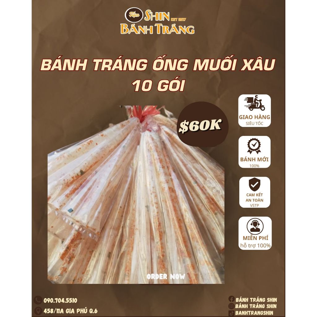 Bánh Tráng ống muối siêu ngon Tây Ninh Bánh Tráng Shin