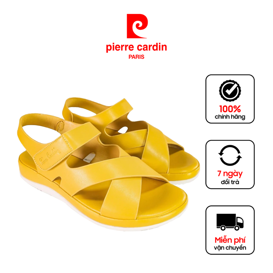 [Voucher 12%] Giày sandal nữ da cao cấp Pierre Cardin, đế cao 2cm, thiết kế êm ai- PCWFWS 224