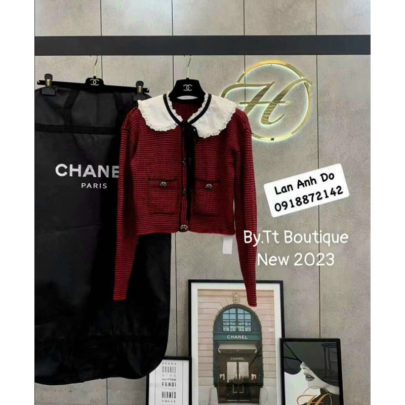 Áo len carigan cổ sen viền ren QCL1