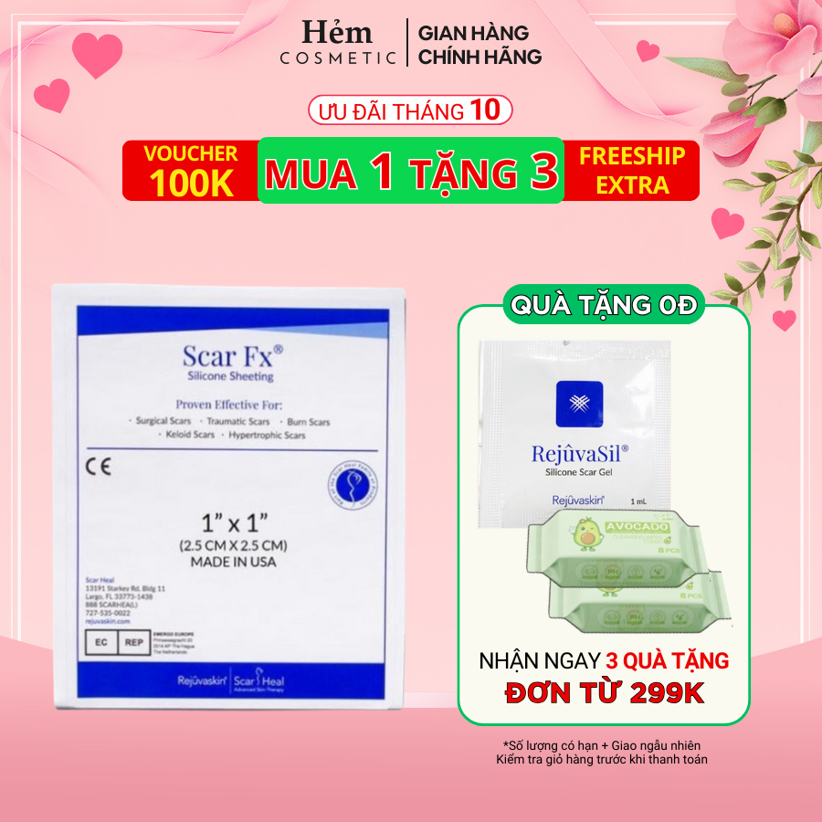 Miếng Dán Ngăn Ngừa Và Ép Sẹo Lồi / Phì Đại Rejuvaskin Scar FX 2,5cm x 2,5cm