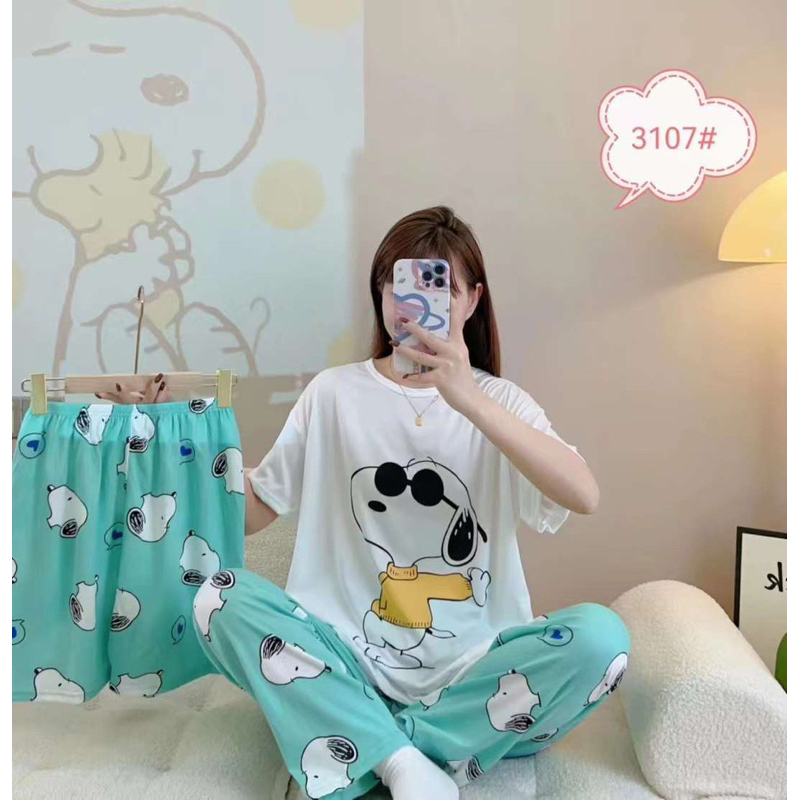 Đồ Bộ Thun Tay Dài Quảng Châu , Pijama Quần Dài , Đồ Mặc Ở Nhà Họa Tiết Hoạt Hình Dễ Thương , mẫu mã đa dạng , giá diệt