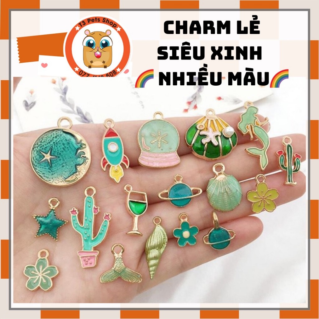 hạt charm - hạt trang trí lên vòng cổ xinh cho chó mèo