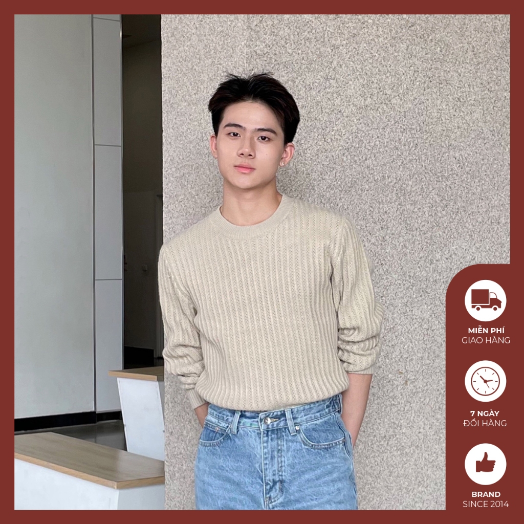 Áo len nam vân dọc Độc menswear chất len đan tạo vân, form dáng rộng thoải mái phong cách hàn quốc - AL393