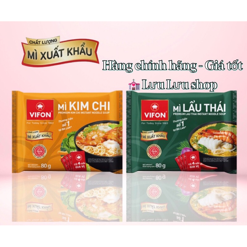 Mì xuất khẩu Vifon lẩu thái/ kim chi gói 80gr