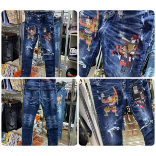 Quần Jeans DSQ Nam Thêu Logo Hình SAMURAI Siêu Chất - Quần DSQ Nam Vẩy Sơn Cao Cấp Hót 2024
